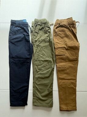 Cat & Jack / Old Navy Khaki Pants Cargo Jogger Boy Bundle Navy Green Tan Size 8